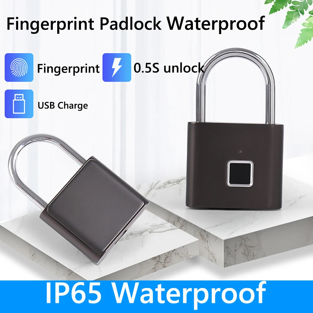 Smart Fingerprint Padlock – USB Rechargeable &amp; Waterproof Travel Lock