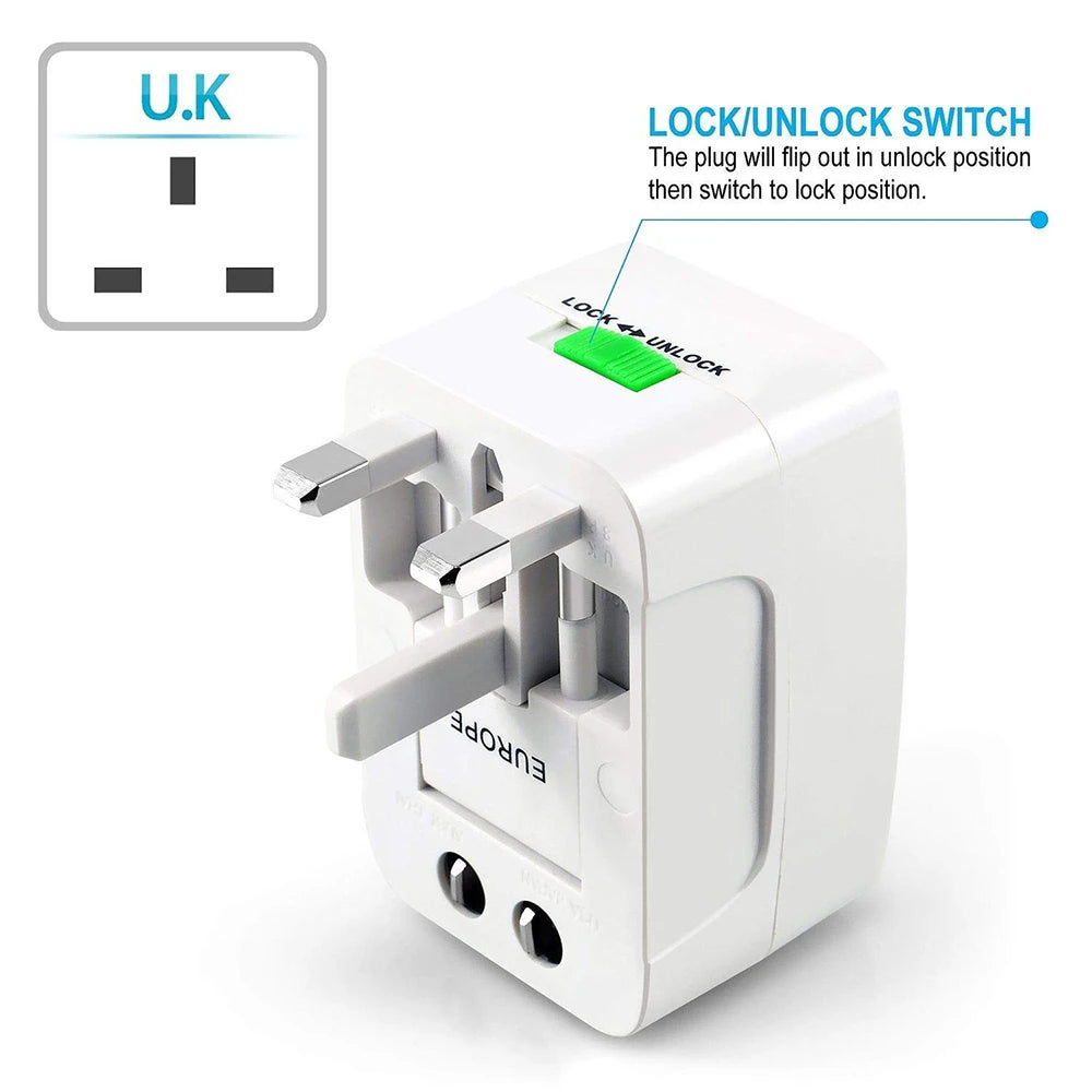Protable AU US UK EU Converter All in One International Plug Adapter 2 USB Type C Ports World Travel AC Power Charger Adapter