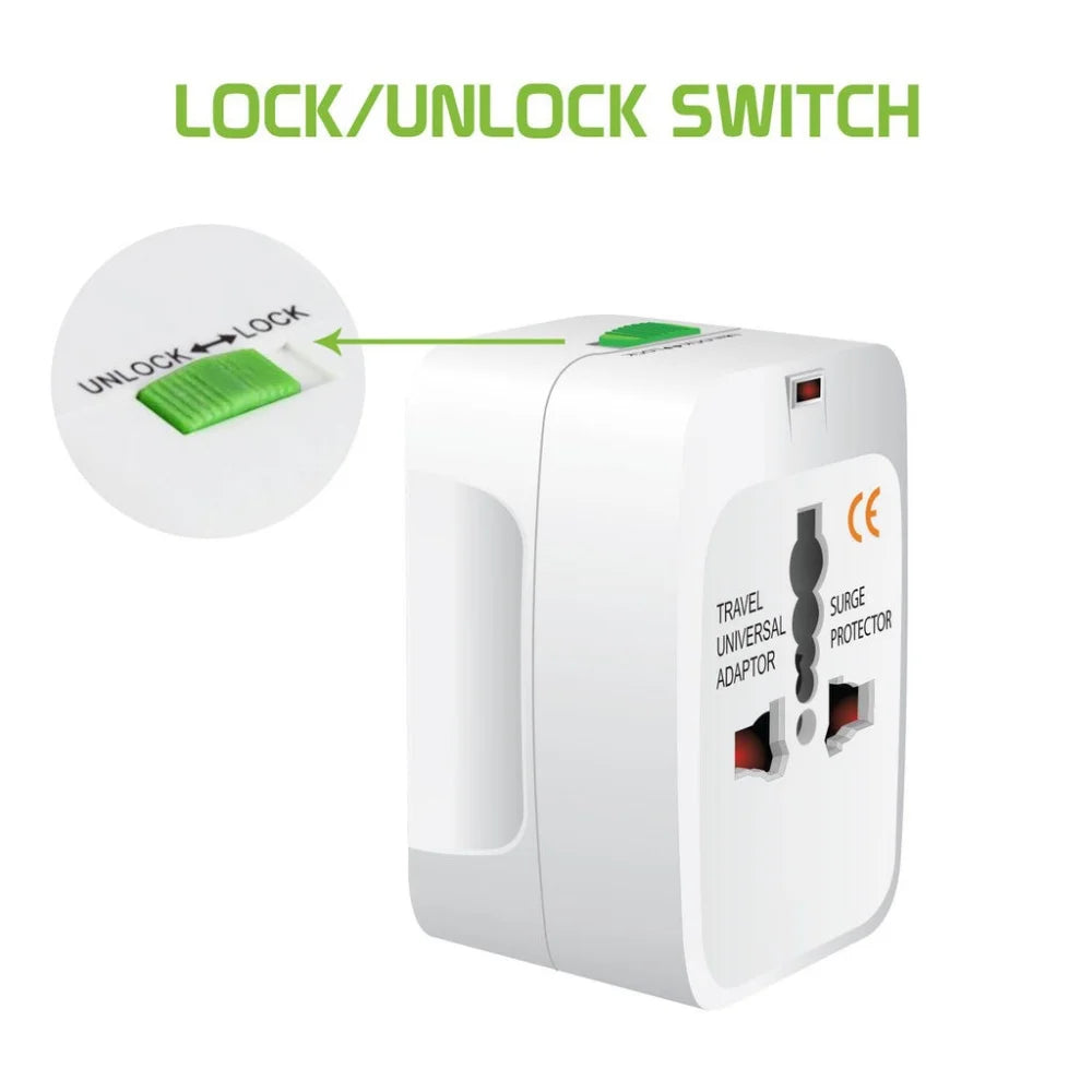 Protable AU US UK EU Converter All in One International Plug Adapter 2 USB Type C Ports World Travel AC Power Charger Adapter